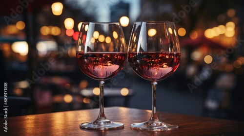 Concept Romantic Date Wine Glasses Wooden, Background Image, Desktop Wallpaper Backgrounds, HD photo