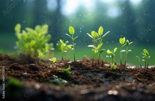 planting of seedlings over grass,