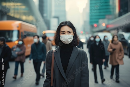 young asian woman wearing a protective mask