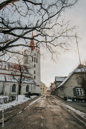Historic Religious Tower in Winter Town © indars18