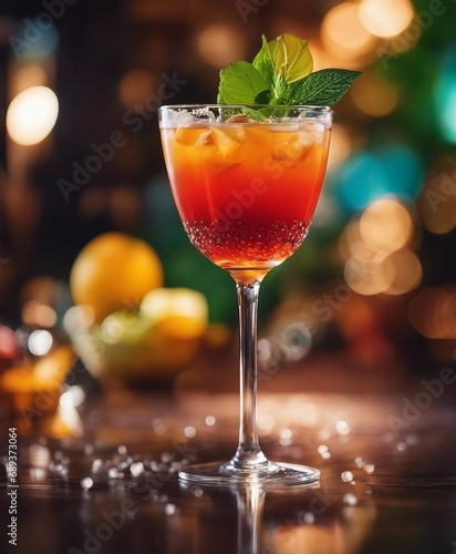 delicious and colorful tropical cocktail  isolated and blurry background  