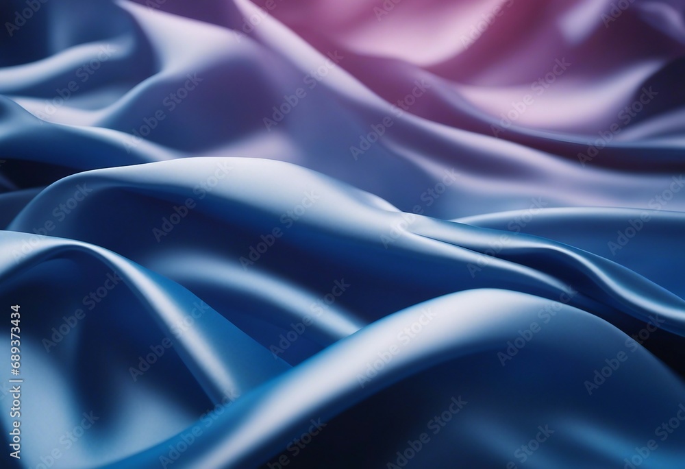 Fototapeta premium Abstract Background with 3D Wave blue and purple gradient Silk or Satin Fabric