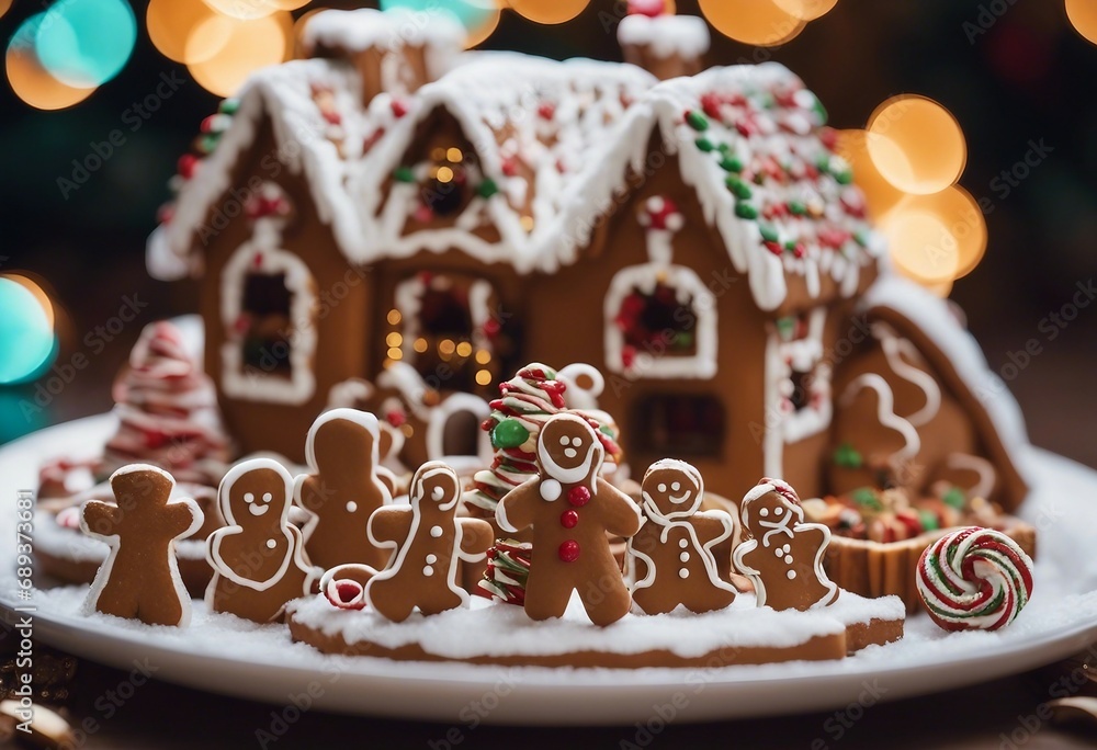 Naklejka premium Christmas food gingerbread house