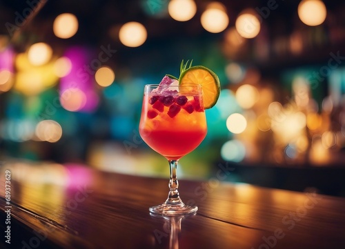 delicious and colorful tropical cocktail, isolated and blurry background

