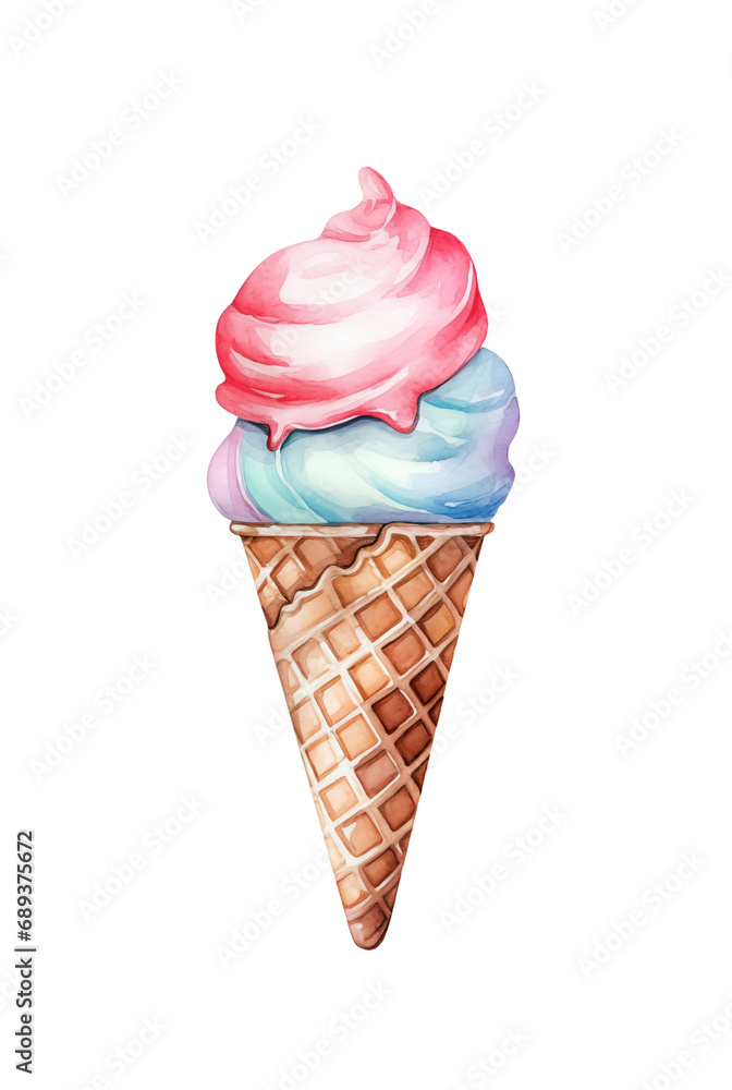 Drawn ice cream isolated on a transparent background. PNG file. Generative AI. Drawn ice cream isolated on a transparent background. PNG file. Generative AI.