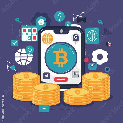 2d vector illustration colorful business , Digital currency market