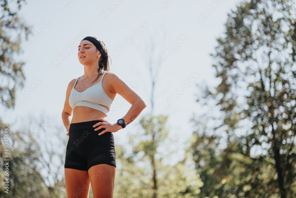 Active Fit Girl Enjoying a Sunny Day Outdoors in the City Park. Active Fit Girl Enjoying a Sunny Day Outdoors in the City Park.