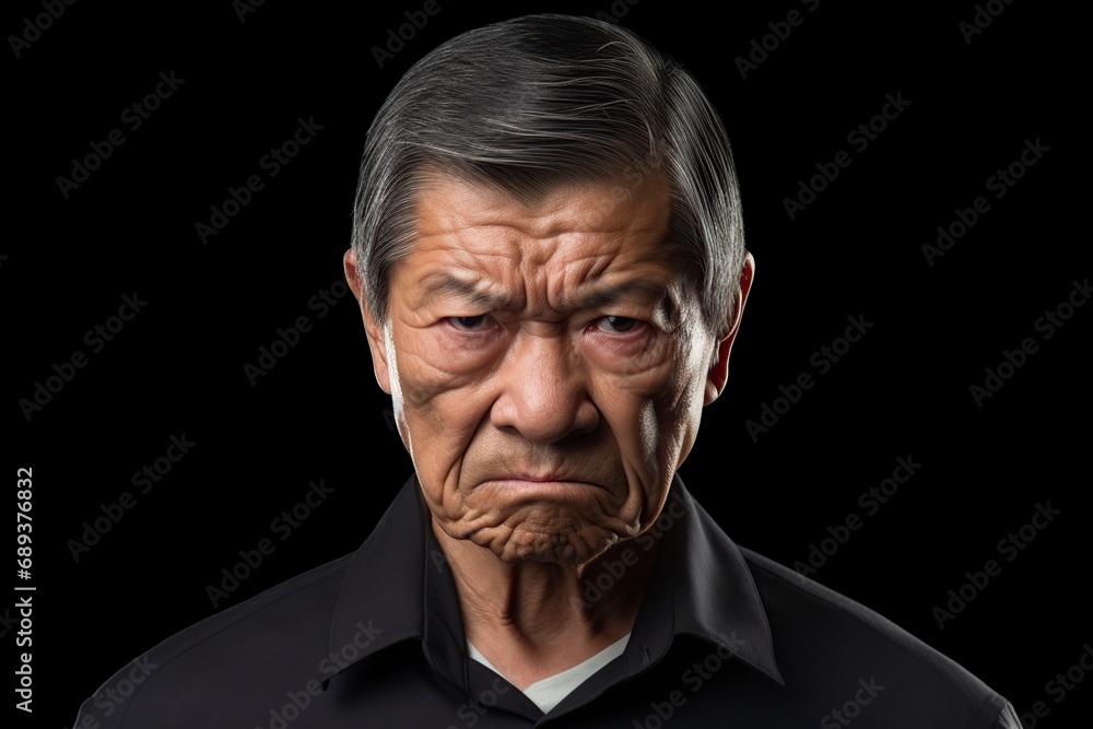 Fototapeta premium Asian mature man very angry and with a violent gesture