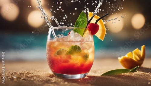colorful tropical cocktails at the beach

 photo