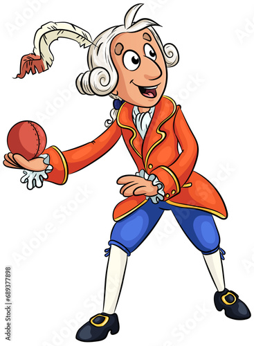 Mann in historischer Kleidung wirft einen Ball - Vektor-Illustration