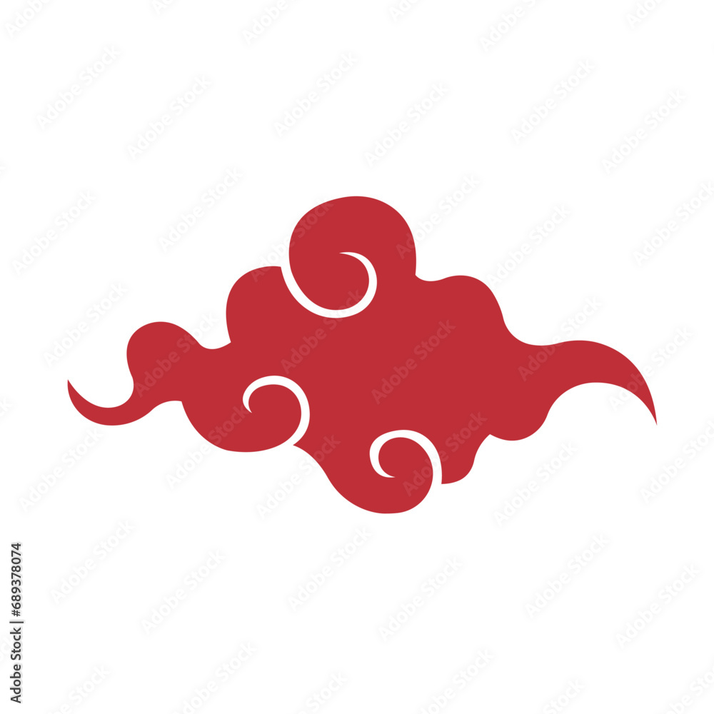 Isolated red cloud Chinese decotarion Flat design Vector Isolated red cloud Chinese decotarion Flat design Vector