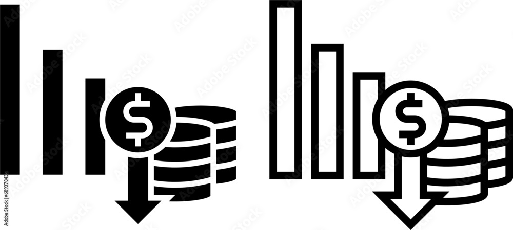 deflation icon, recession sign symbol, solid and line style. Vector illustration deflation icon, recession sign symbol, solid and line style. Vector illustration
