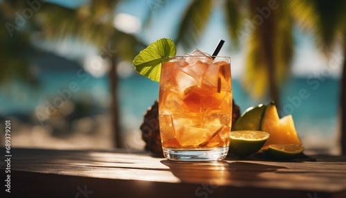 tropical cocktail at the beach bar