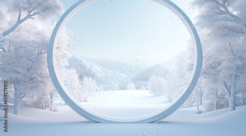 white frame in the snow background,