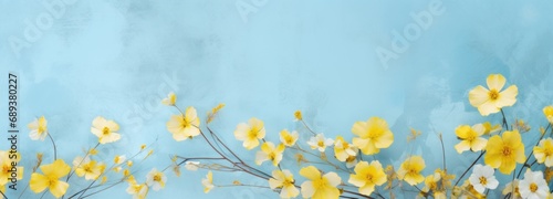 yellow flowers on a light blue background,