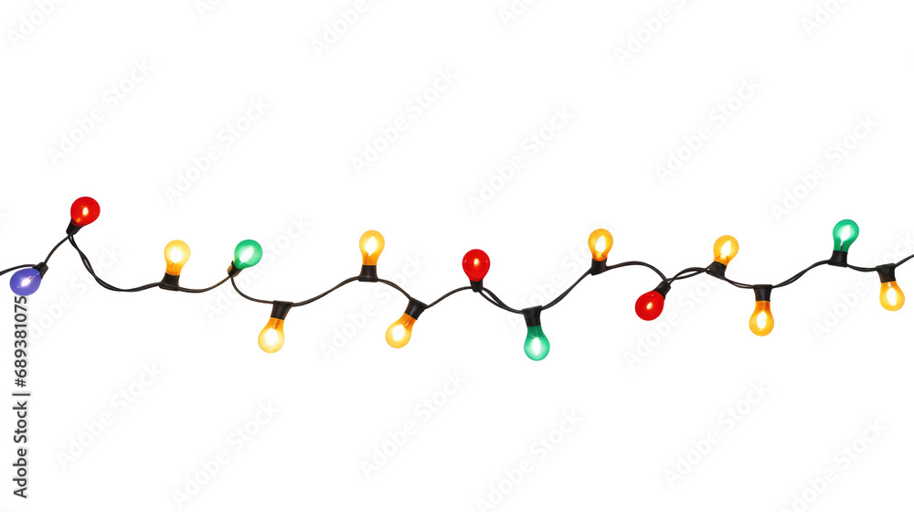 String of Christmas lights isolated on transparent background.. String of Christmas lights isolated on transparent background..