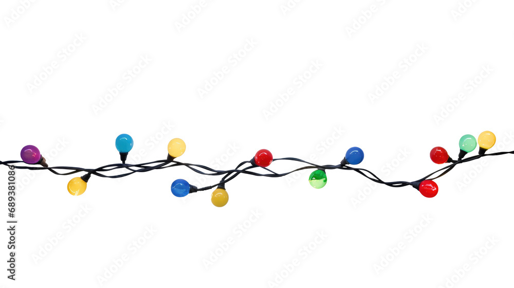 String of Christmas lights isolated on transparent background.. String of Christmas lights isolated on transparent background..