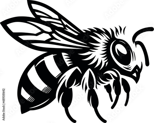 Black and White Bee Illustration