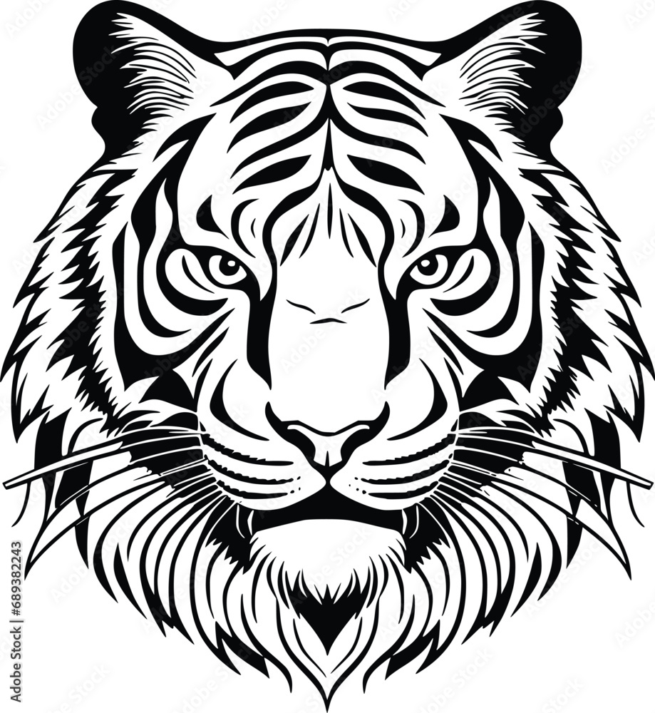 Vector illustration of a tiger head silhouette