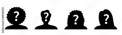 Guess who unknown person silhouette icon vector, anonymous mysterious user profile photo