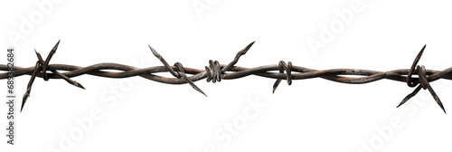 Close-up of barbed wire, cut out - stock png.	 photo