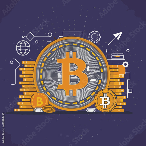 2d vector illustration colorful business , Digital currency market