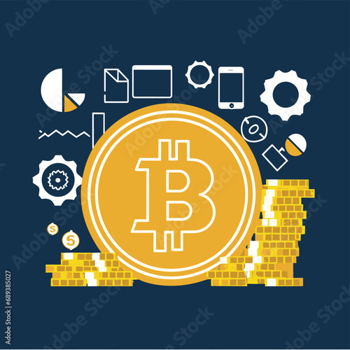 2d vector illustration colorful business , Digital currency market