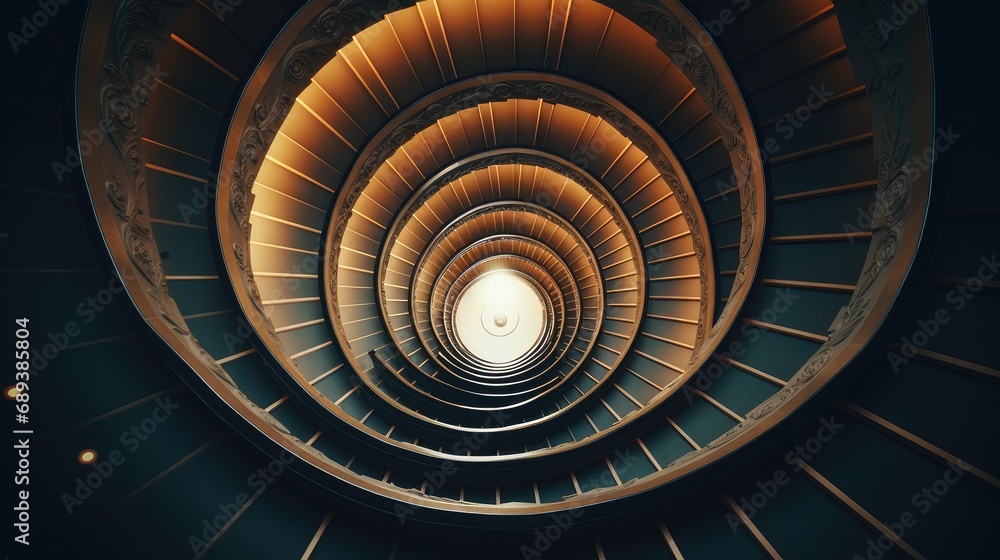 Fototapeta premium spiral staircase at different angles to enhance the feeling of vertigo.