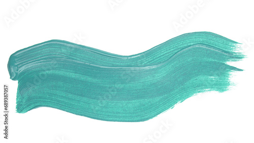 Turquoise blue brush stroke paiting over isolated background, canvas watercolor texture