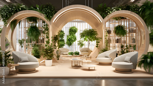 Interior Design of light and modern lounge space full of plants