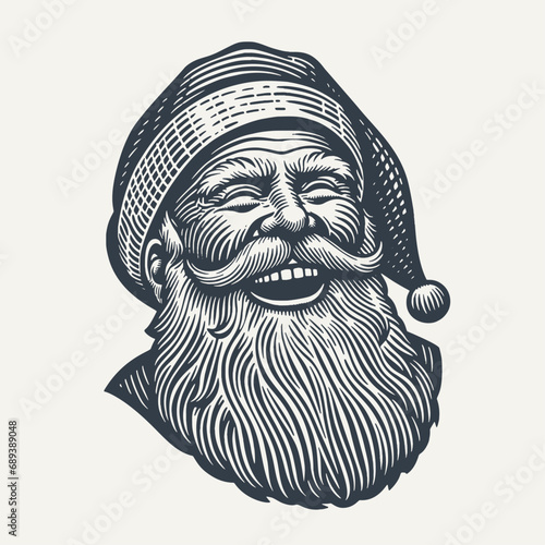 Portait of santa. Vintage woodcut engraving style vector illustration.