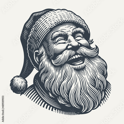 Portait of santa. Vintage woodcut engraving style vector illustration.