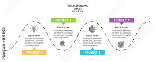 Thin line minimal Infographic with icons and 4 options or steps. Can be used for process diagram  presentations  workflow layout  banner.