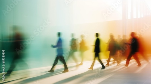 Blurry silhouettes of people in a hurry. Busy lifestyle concept