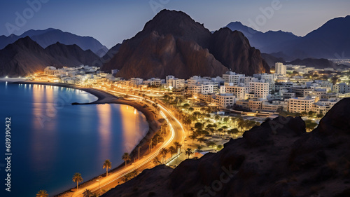 Landscape of Mutrah Corniche in Muscat, Oman photo