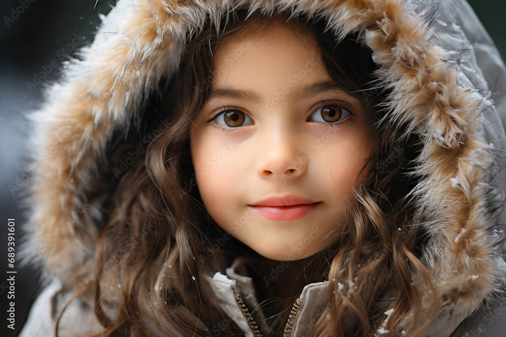 portrait of a child girl enjoying snow and winter portrait of a child girl enjoying snow and winter