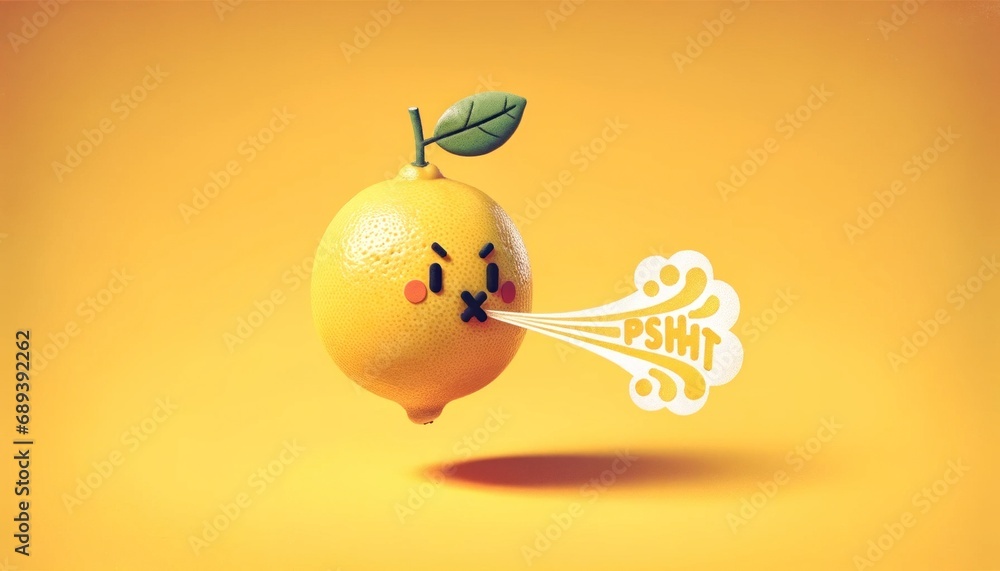 Cheerful lemon character with expressive burst Cheerful lemon character with expressive burst
