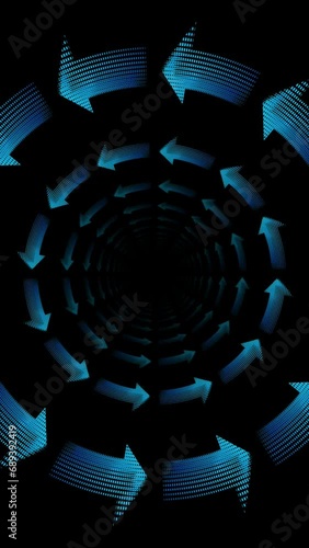 Hypnotic rainbow tunnel animation background vertical video