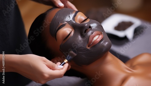 Black woman at a beauty spa. photo