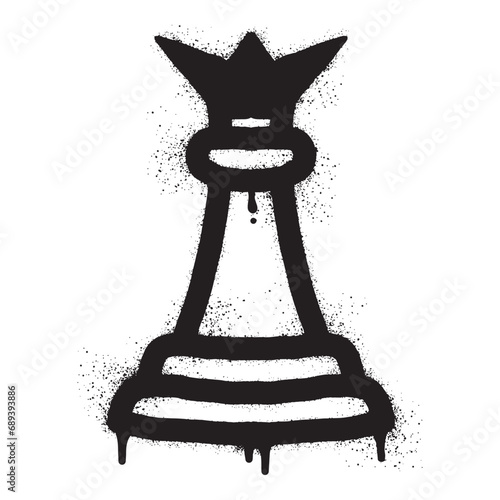Chess queen graffiti with black spray paint