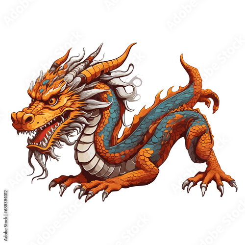 beautiful graphics of a  dragon on a white background © Joanna Redesiuk