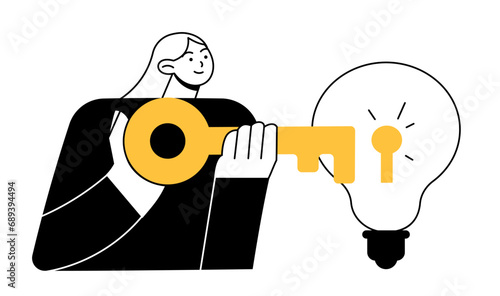 Woman with a key and an idea