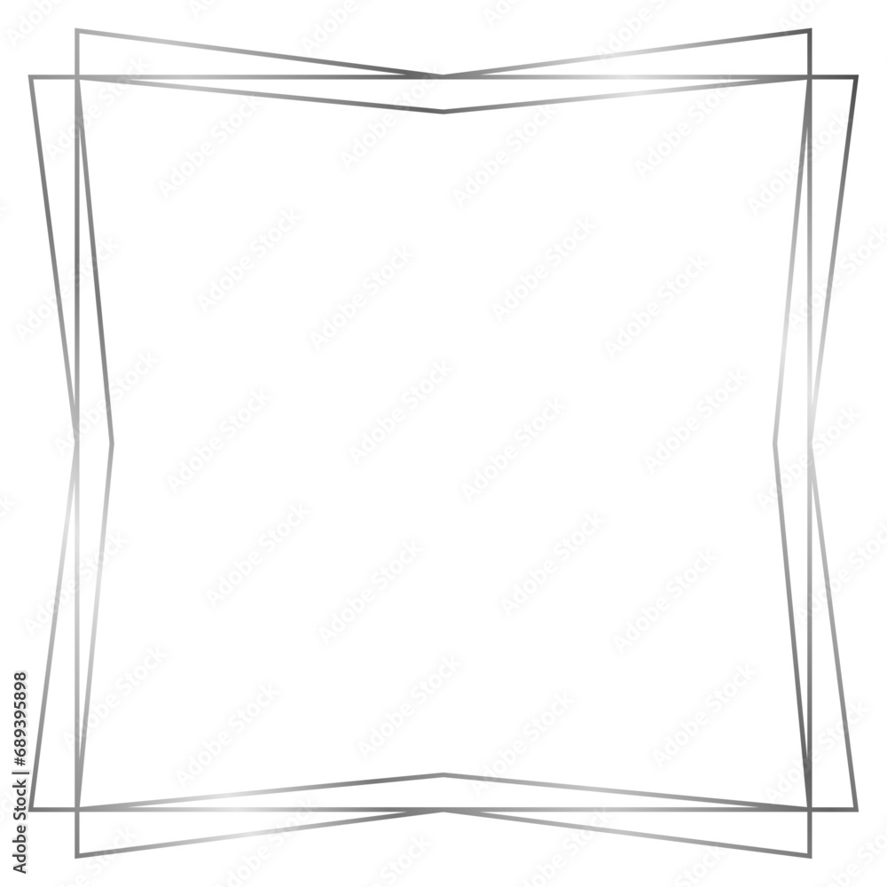 Silver metal frame isolated on white. Vector frame for text, photo, certificate, pictures, diploma, card, invitation. Square luxury frame Silver metal frame isolated on white. Vector frame for text, photo, certificate, pictures, diploma, card, invitation. Square luxury frame