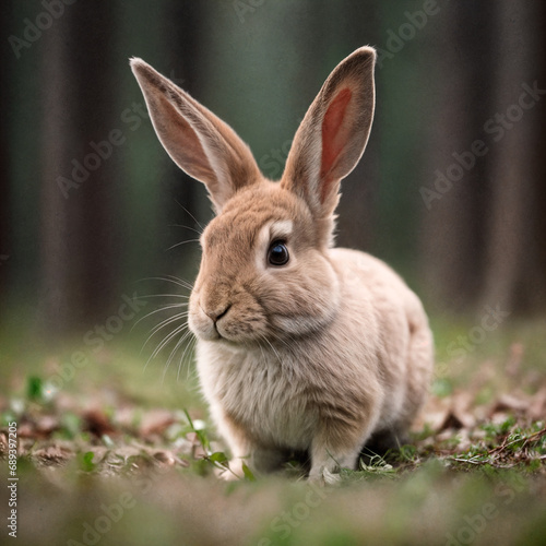 Close-up photo of a rabbit, forest, haze, halo, bloom, dramatic atmosphere © Artur Apsitis
