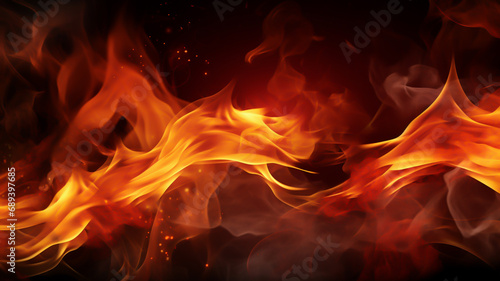 Blazing red fire and flames background banner or header for graphic element photo