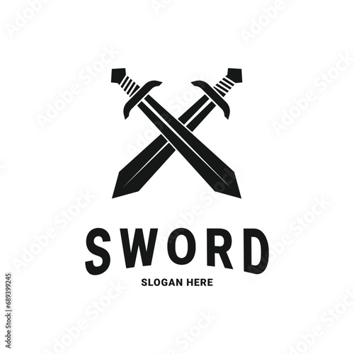 Cross sword icon vector logo concept design idea photo