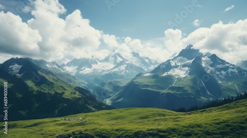 A breathtaking view of a majestic mountain landscape, evoking a sense of tranquility and awe.
