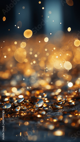 Gold and silver Bokeh Lights ,backround. AI generative