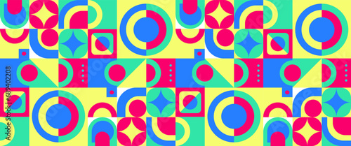 Colorful colourful modern vector abstract geometric background with circles, rectangles and squares simple shapes graphic pattern Creative concept for business, technology, science or print design