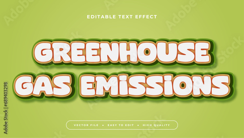 Green and white greenhouse gas emissions 3d editable text effect - font style